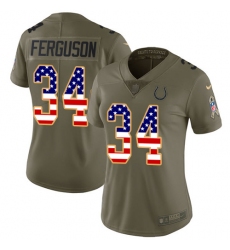 Women's Nike Indianapolis Colts #34 Josh Ferguson Limited Olive/USA Flag 2017 Salute to Service NFL Jersey