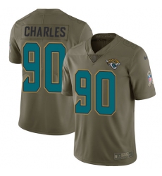 Youth Nike Jacksonville Jaguars #90 Stefan Charles Limited Olive 2017 Salute to Service NFL Jersey