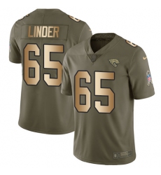 Men's Nike Jacksonville Jaguars #65 Brandon Linder Limited Olive/Gold 2017 Salute to Service NFL Jersey