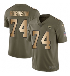 Men's Nike Jacksonville Jaguars #74 Cam Robinson Limited Olive/Gold 2017 Salute to Service NFL Jersey