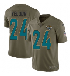 Youth Nike Jacksonville Jaguars #24 T.J. Yeldon Limited Olive 2017 Salute to Service NFL Jersey