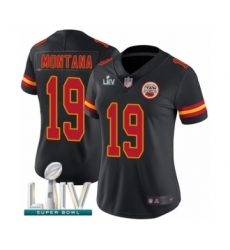 Women's Kansas City Chiefs #19 Joe Montana Limited Black Rush Vapor Untouchable Super Bowl LIV Bound Football Jersey