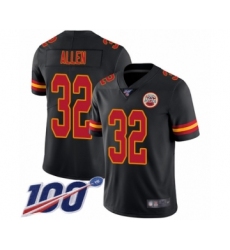 Men's Kansas City Chiefs #32 Marcus Allen Limited Black Rush Vapor Untouchable 100th Season Football Jersey