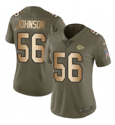 Women's Nike Kansas City Chiefs #56 Derrick Johnson Limited Olive/Gold 2017 Salute to Service NFL Jersey
