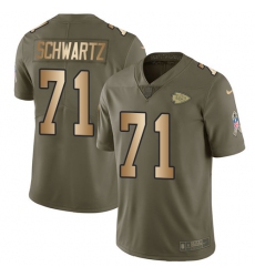 Men's Nike Kansas City Chiefs #71 Mitchell Schwartz Limited Olive/Gold 2017 Salute to Service NFL Jersey